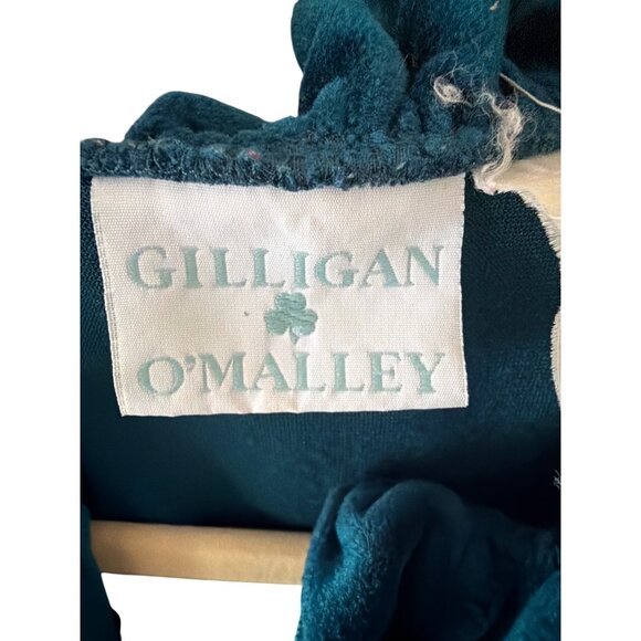 Gilligan & OMalley Teal Long-Sleeve Velour Nightgown  Ruffled Collar & Cuffs 16 - Picture 3 of 5
